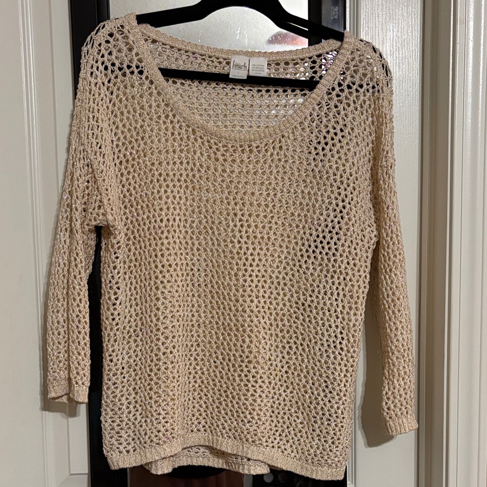 Cream Open-Knit Top